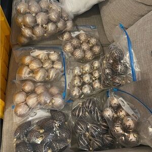 Lot of Brown and champagne Gold Holiday Ornaments